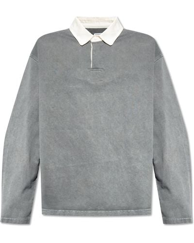 Bottega Veneta Polo Shirt With Long Sleeves, - Grey
