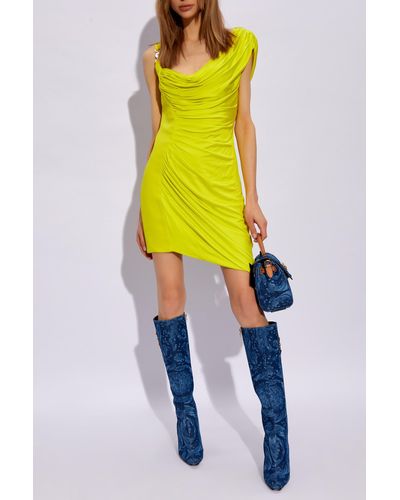 Versace Draped Dress, - Yellow