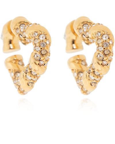 Lanvin Heart-shaped Earrings, - Metallic