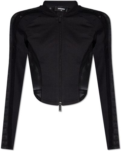 DSquared² Sweatshirt With Transparent Inserts, - Black