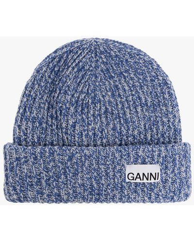 Ganni Beanie With Logo - Blue