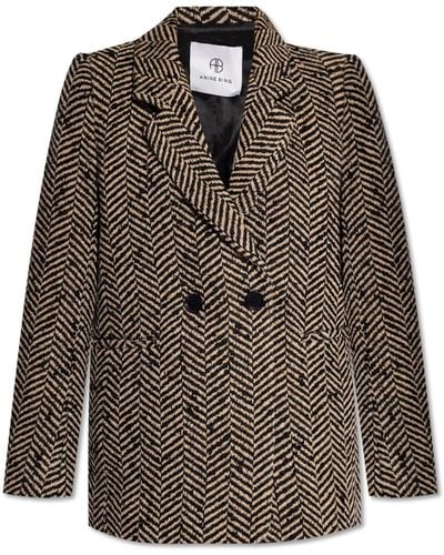 Anine Bing 'diana' Double-breasted Blazer, - Brown