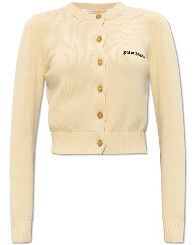 Palm Angels Cardigan With Logo, - Natural
