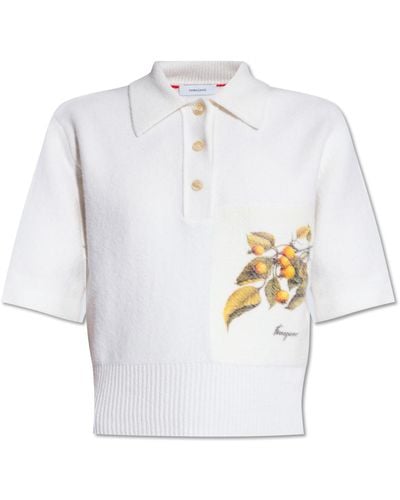 Ferragamo Cashmere Polo Shirt, - White