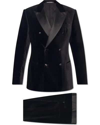 Emporio Armani Velvet Suit, - Black