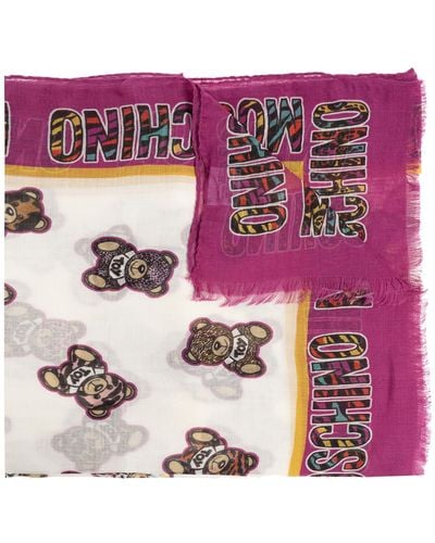 Moschino Scarf With Teddy Bear, - Pink