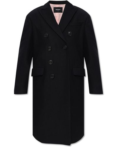 DSquared² Double-Breasted Coat - Black