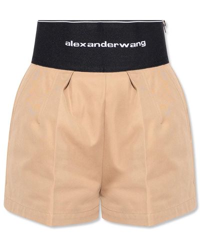 Alexander Wang Shorts With Logo, - Natural