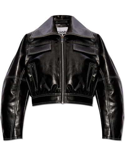 Ganni Jacket From Faux Leather, - Black