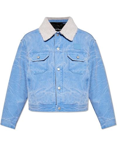 Acne Studios Denim Jacket With Detachable Collar, - Blue