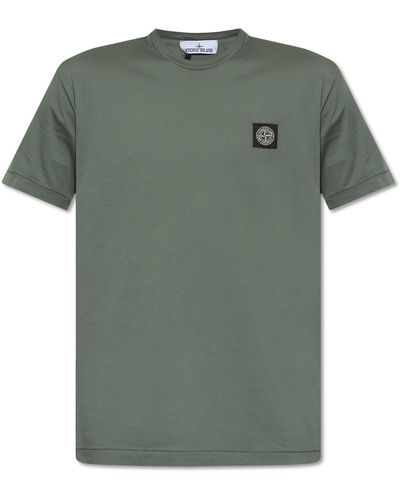 Stone Island T-shirt With Logo Patch, - Green
