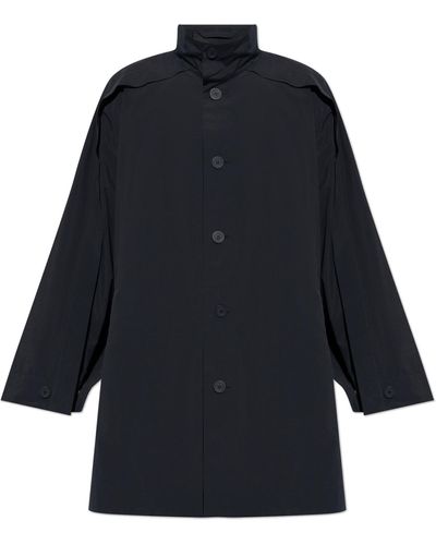 Homme Plissé Issey Miyake Coat With Stand-up Collar, - Blue