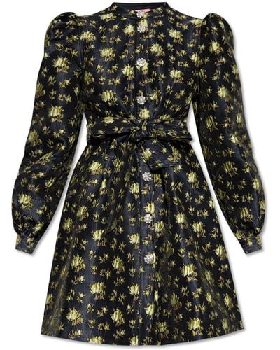 Custommade• 'lynett' Dress With Jacquard Pattern - Black