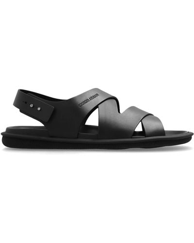 Giorgio Armani Leather Sandals, - Black