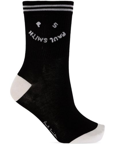 Paul Smith Cotton Socks With Logo, - Black