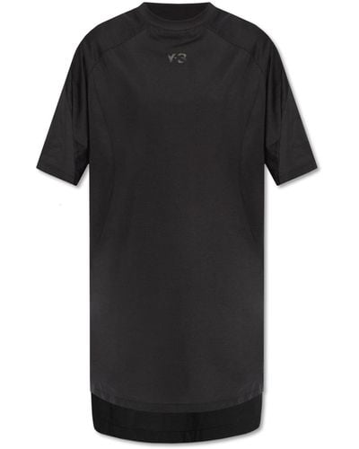 Y-3 T-shirt Dress, - Black