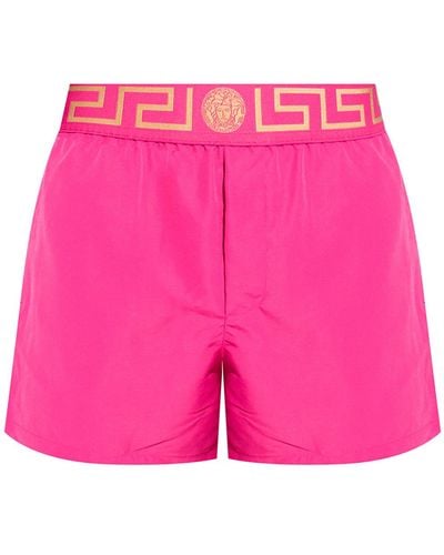 Versace Swim Shorts With Logo - Pink