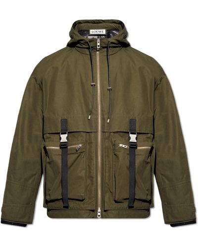 Loewe Parka With Multiple Pockets, - Green
