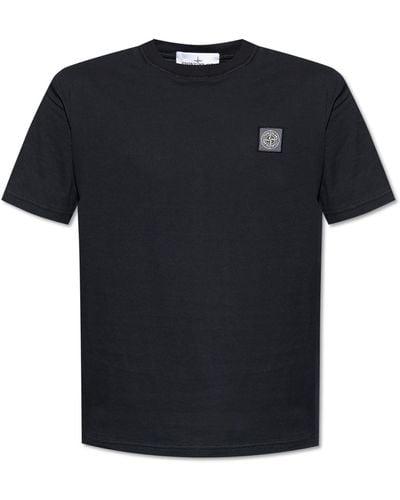 Stone Island T-Shirt With Logo Patch - Black