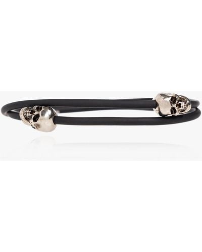 Alexander McQueen Rubber Bracelet With Skull Motif - White
