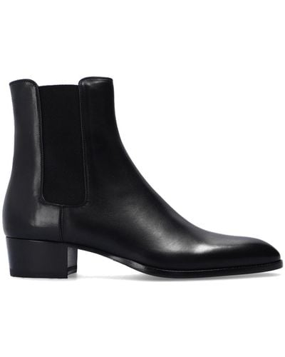 Saint Laurent Wyatt 40 Leather Boots - Black