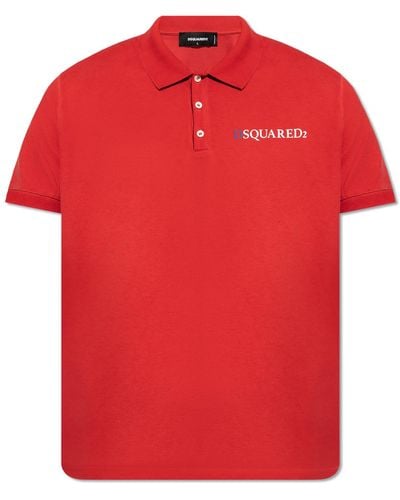 DSquared² Printed Polo Shirt, - Red