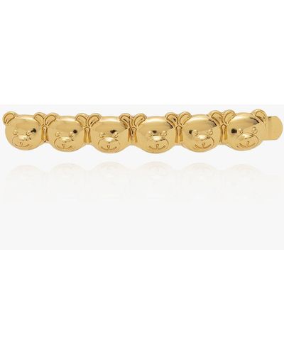 Moschino Hair Slide With Logo - Brown