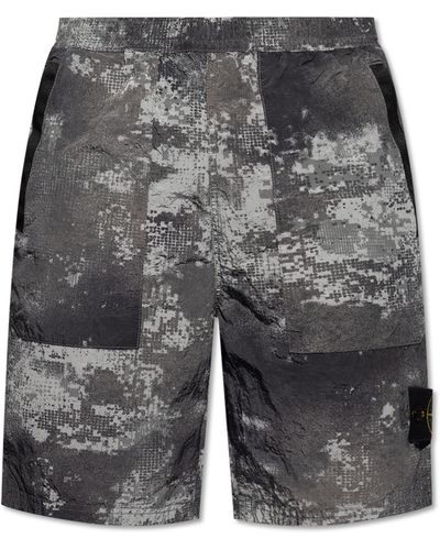 Stone Island Shorts With Logo, - Grey