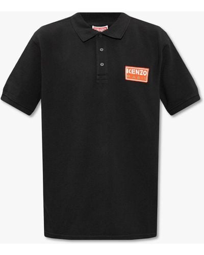 KENZO Polo Shirt With Logo Patch - Black
