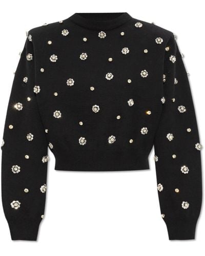 ROTATE BIRGER CHRISTENSEN Sweater With Sparkling Crystals - Black