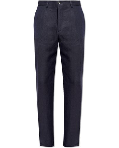 Etro Linen Pleat-front Trousers - Blue