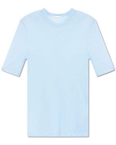 Ami Paris T-shirt With A Round Neckline, - Blue