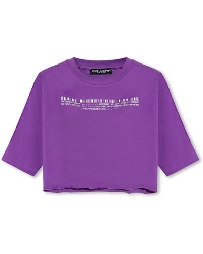 Dolce & Gabbana Jersey T-Shirt With Dg Vib3 Logo - Purple