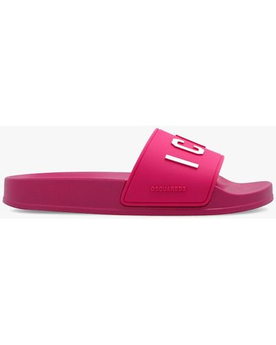 DSquared² Fuchsia Rubber Slipper With Icon Logo - Pink