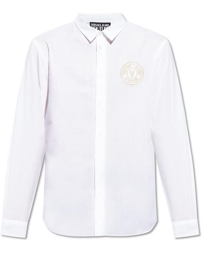 Versace Jeans Couture Cotton Shirt With Logo, - White