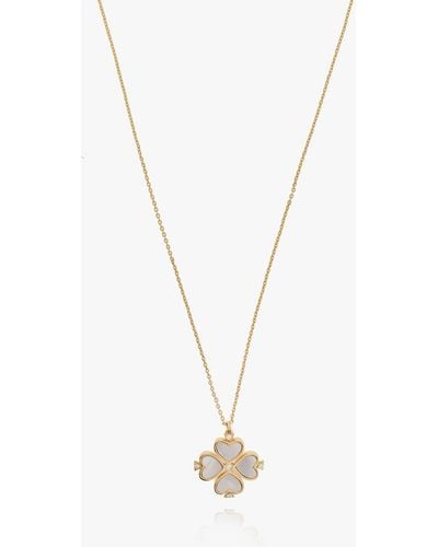 Kate Spade Legacy Logo Spade Flower Mini Pendant Necklace In Gold - Plated Sterling Silver - Multicolour