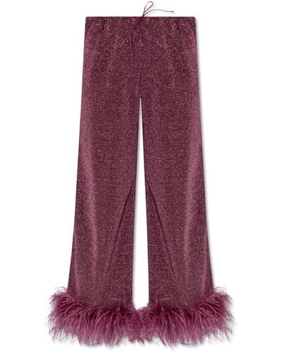 Oséree Ostrich Feather Trousers, - Purple