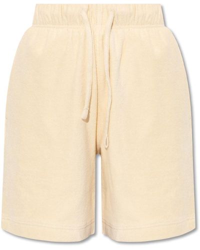 Burberry Shorts With Logo, - Natural