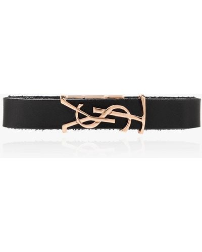 Saint Laurent Leather Bracelet - Black