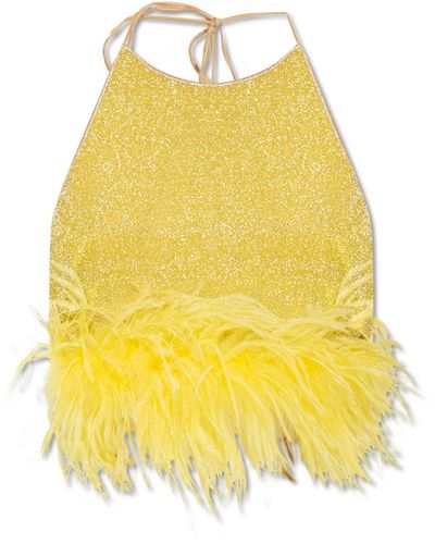 Oséree Top With Feathers - Yellow