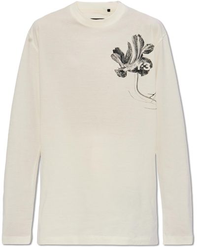 Y-3 T-Shirt With Floral Motif - White