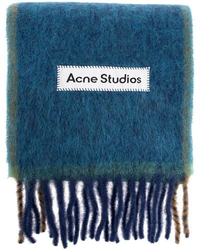 Acne Studios Checked Scarf, - Blue