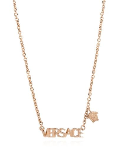 Versace Necklace With Logo, - White