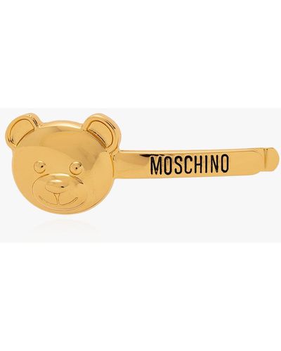 Moschino Hair Slide With Logo - Metallic