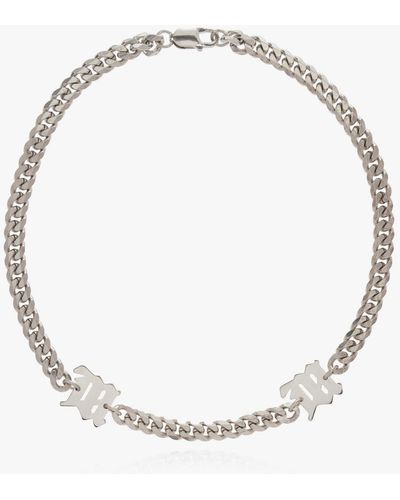 MISBHV Silver Choker With Logo, - White