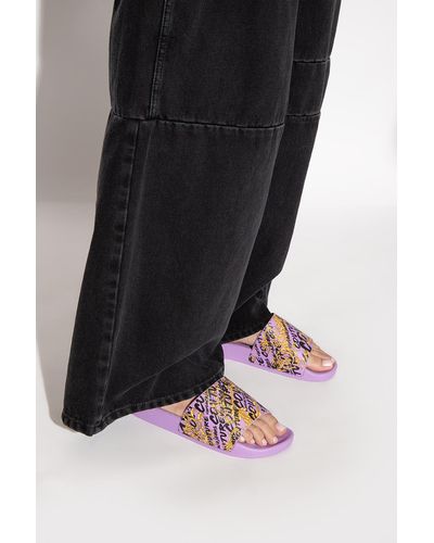Versace Patterned Slides - Purple