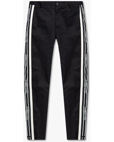 Dolce & Gabbana Trousers With Logo - Black