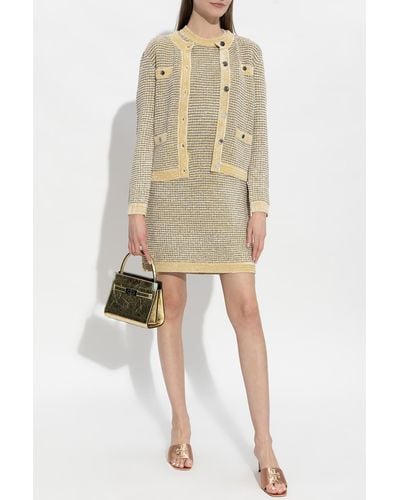 Tory Burch Dress With Metallic Threads - Natural