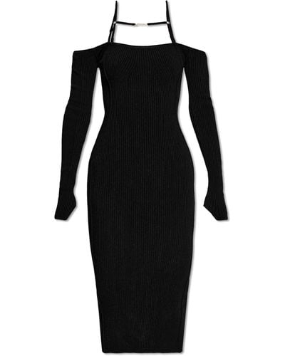 Jacquemus 'sierra' Ribbed Dress, - Black