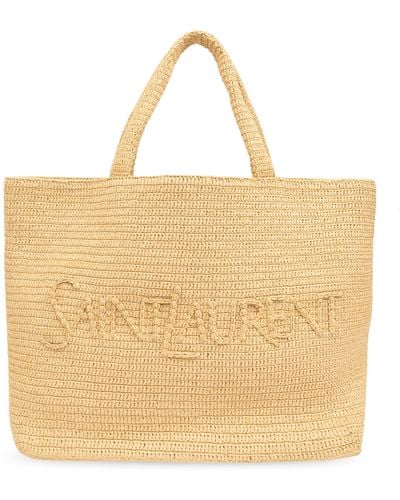 Saint Laurent Shopper Bag With Logo, - Natural